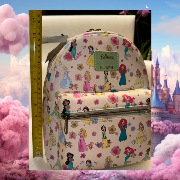 Disney Loungefly Super Cute Mini Flora Sage Chibi Backpack w/Many Princesses - Picture 6 of 8